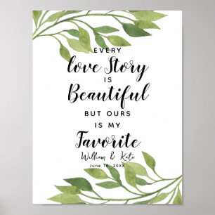 groen botanisch Elke liefdesgeschiedenis is..trouw Poster