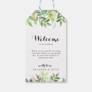 Groen Botanisch Foliage Bruiloft Welkom Cadeaulabel