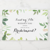 Groen Botanisch gebladerte bruidsmeisje voorstel Sparkling Wijnetiket (Enkel label)