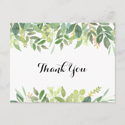 Groen Botanisch gebladerte Dank u Briefkaart (Voorkant)