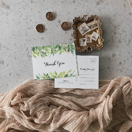 Groen Botanisch gebladerte Dank u Briefkaart