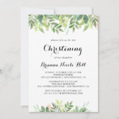 Groen Botanisch gebladerte kalligrafie doopsel Kaart (Voorkant)