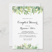 Groen Botanisch gebladerte Koppels Douche Kaart (Voorkant)