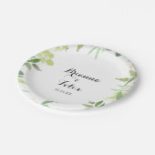 Groen Botanisch gebladerte Trouwtaart Papieren Bordje (Gekanteld)