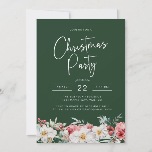 Groen Botanisch Kerstfeest Kaart (Voorkant)