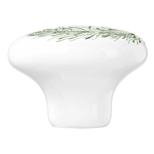 Groen botanisch leder, schaars monogram keramische knop (Zijkant)