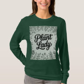 Groen Botanisch Lijst Plant Lady T-Shirt (Voorkant)