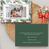 Groen Botanisch Lijst Vrolijk Kerstfeest Feestdagenkaart