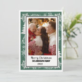 Groen Botanisch Lijst Vrolijk kerstkaartje Feestdagenkaart (Staand voorkant)