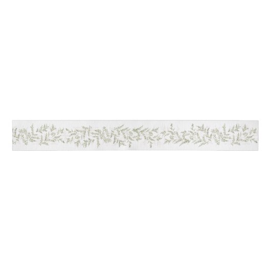 groen botanisch loof grosgrain lint (Voorkant)