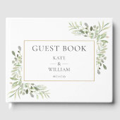 Groen Botanisch Modern Elegant Bruiloft Gastenboek (Voorkant)