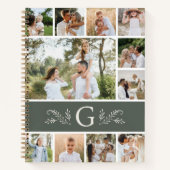 Groen Botanisch Monogram 11 Fotocollage Notitieboek (Voorkant)