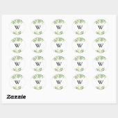 Groen Botanisch Monogram Bruiloft Envelop Afdichti Ronde Sticker (Vel)