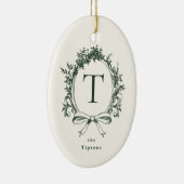  groen botanisch monogram keramisch ornament (Rechts)