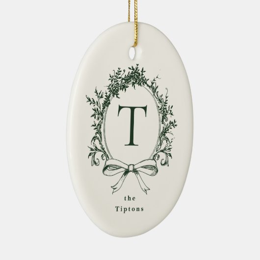  groen botanisch monogram keramisch ornament (Rechts)