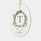  groen botanisch monogram keramisch ornament (Links)