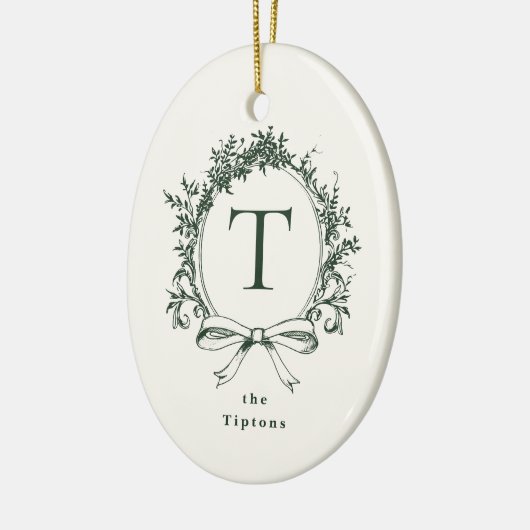 groen botanisch monogram keramisch ornament (Links)