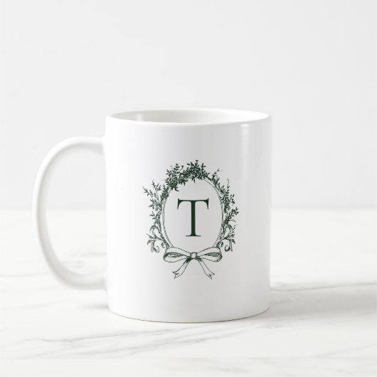  groen botanisch monogram koffiemok (Links)