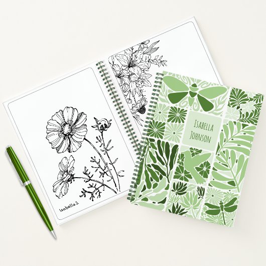 Groen botanisch notitieboek | Aangepaste naam