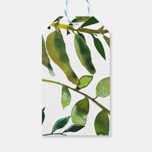 Groen botanisch Plant laat een legant huwelijk ove Cadeaulabel (Achterkant)