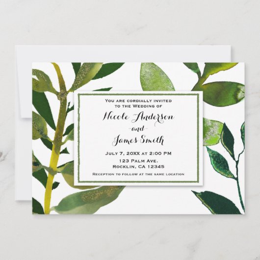 Groen botanisch Plant laat een legant huwelijk ove Kaart (Voorkant)