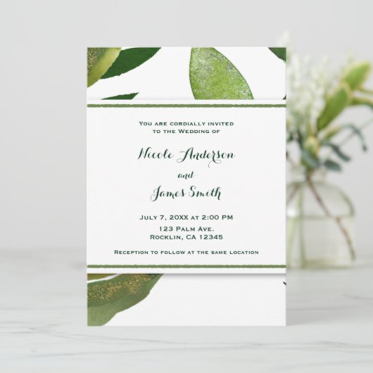 Groen botanisch Plant laat een legant huwelijk ove Kaart (Staand voorkant)