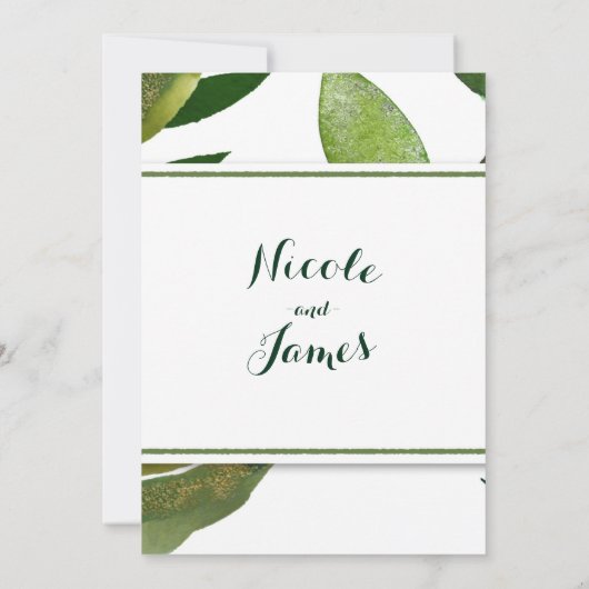 Groen botanisch Plant laat een legant huwelijk ove Kaart (Achterkant)