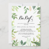 Groen Botanische BabyQ Baby shower Barbecue Kaart (Voorkant)