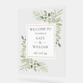 Groen Botanische bruiloft Welkom Acryl Bord (Hoek)