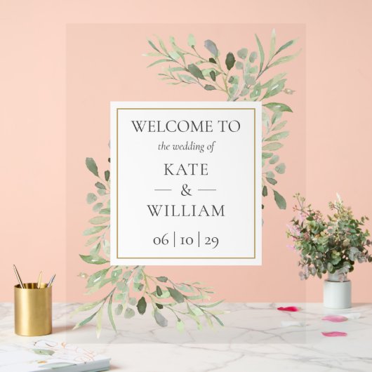 Groen Botanische bruiloft Welkom Acryl Bord (Huwelijk)