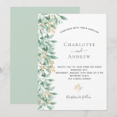 Groen botanische salie groen goud bruiloft kaart (Voorkant / Achterkant)