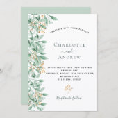 Groen botanische salie groen goud bruiloft kaart (Voorkant / Achterkant)