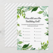 Groen Botanische Verjaardag Meisje Spel 5x7" Maat Kaart (Voorkant / Achterkant)