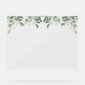 Groen Botanische Waterverf Bruiloft Welkom Acryl Bord (Voorkant)