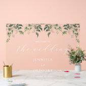 Groen Botanische Waterverf Bruiloft Welkom Acryl Bord (Huwelijk)