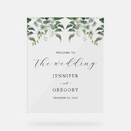 Groen Botanische Waterverf Bruiloft Welkom Acryl Bord