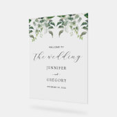 Groen Botanische Waterverf Bruiloft Welkom Acryl Bord (Hoek)