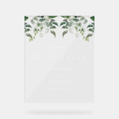 Groen Botanische Waterverf Bruiloft Welkom Acryl Bord (Voorkant)