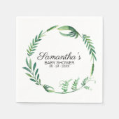 Groen Botanische Waterverf Krans Baby shower Servet (Voorkant)
