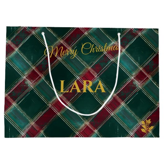 Groen, Bourgondië en Wit Kruisgespeelde Custom Groot Cadeauzakje (Achterkant)