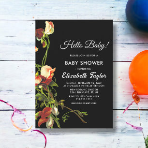 Groen Bourgondische Rozen Zwart Bloemen Baby showe Kaart