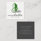 Groen bouwpictogram vierkante visitekaartje (Voorkant / Achterkant)