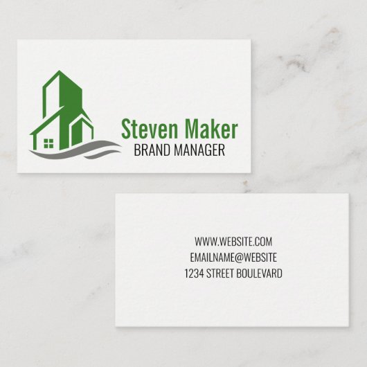 Groen bouwpictogram visitekaartje (Voorkant / Achterkant)