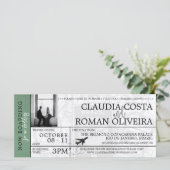 Groen Brazilië Bruiloft Boarding Pass Uitnodiging (Staand voorkant)