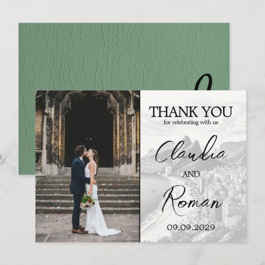 Groen Brazilië Paspoort Bedankkaart (Voorkant / Achterkant)