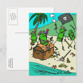 Groen Briefkaart "Pirate Party" (Voorkant / Achterkant)