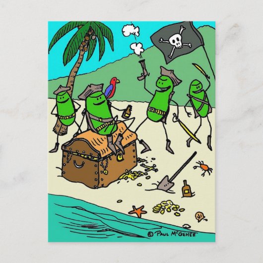 Groen Briefkaart "Pirate Party" (Voorkant)