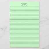 Groen briefpapier Monogram optionele lijnen (Voorkant)