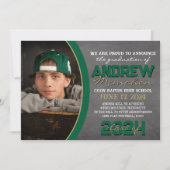 Groen & Brons Chalkboard Afstuderen Aankondiging (Voorkant)