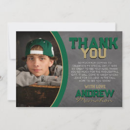 Groen Brons Chalkboard Afstuderen Dank u Kaart